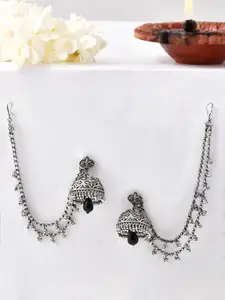 Voylla Silver-Plated Artificial Beads Contemporary Ear Cuff Earrings