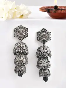 Voylla Silver Plated Dome Shaped Jhumkas