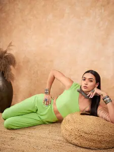 Sangria Sleeveless Crop Top & Palazzos