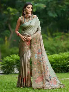 Mitera Floral Printed Pure Silk Saree