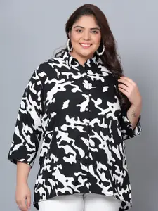 Indietoga Plus Size Classic Abstract Printed Casual Shirt