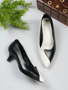 VALIOSAA Colourblocked Pointed Toe Kitten Pumps