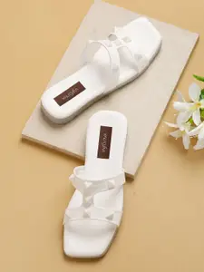 VALIOSAA Textured Open Toe Flats