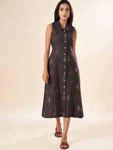 AKKRITI BY PANTALOONS Ethnic Motifs Printed Sleeveless Shirt Midi Dress