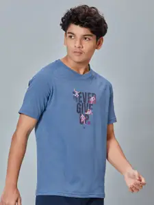 Technosport Boys Antimicrobial Rapid Dry Typography Printed Slim Fit Sports T-shirt