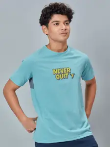Technosport Boys Typography Printed Raglan Sleeves Slim Fit T-Shirt