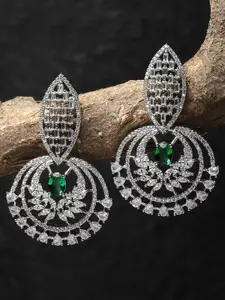 KARATCART Silver Plated Cubic Zirconia Stone Studded Drop Earrings