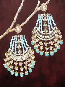 KARATCART Silver Plated Kundan Studded Drop Earrings