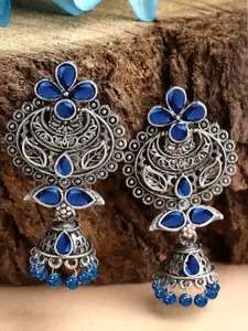 KARATCART Silver-Plated Contemporary Drop Earrings