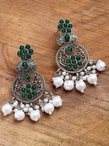KARATCART Silver-Plated Contemporary Chandbalis Earrings