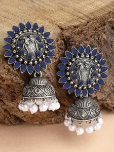 KARATCART Silver-Plated Jhumkas Earrings