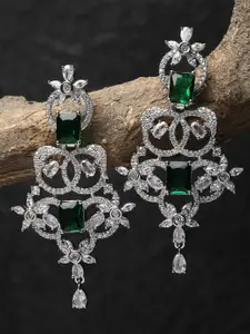 KARATCART Silver-Plated Contemporary Drop Earrings