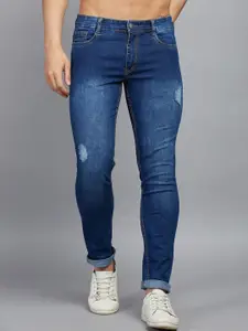 STUDIO NEXX Men Blue Slim Fit Low Distress Light Fade Stretchable Jeans