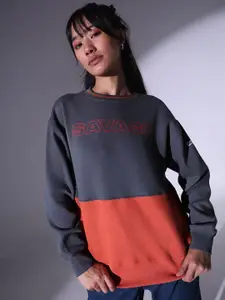 Hubberholme Colourblocked Round Neck Cotton Sweatshirt