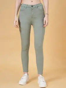 People Women Skinny Fit Light Fade Cotton Jeans
