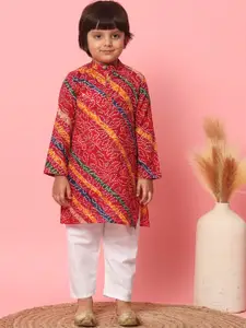 Readiprint Boys Bandhani Printed Regular Pure Cotton Straight Kurta With Pyjamas
