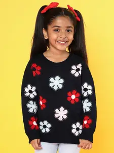 Nauti Nati Girls Conversational Self Design  Acrylic Pullover