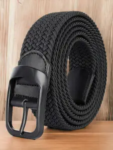 The Roadster Lifestyle Co. Men Black Textured Stretchable Belts