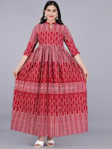 AAYUMI Geometric Printed A Line Ethnic Dress