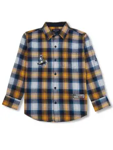 Gini and Jony Boys Others Checked Spread Collar Long Sleeve Pocket Cotton Casual Shirt