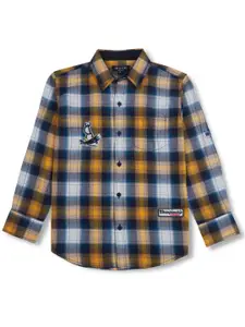 Gini and Jony Boys Others Checked Spread Collar Long Sleeve Pocket Cotton Casual Shirt