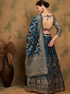 Sangria Woven-Designed Semi-Stitched Lehenga & Unstitched Blouse With Dupatta