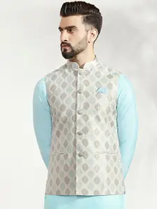 KISAH Woven Design Nehru Jacket