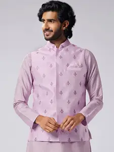 KISAH Men Embroidered Zari  Regular Fit Nehru Jacket