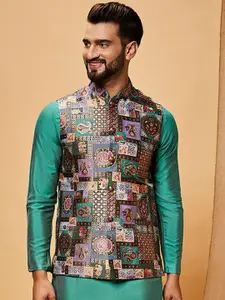 KISAH Woven Design Nehru Jacket