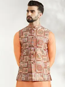 KISAH Woven Design Nehru Jacket