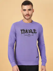 People Lavender Typography Printed Sweatshirt