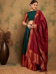 Sangria Woven-Designed Semi-Stitched Lehenga & Unstitched Blouse With Dupatta