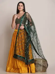 KALINI Embroidered Thread Work Semi-Stitched Lehenga & Unstitched Blouse With Dupatta