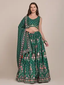 KALINI Ethnic Motifs Printed Semi-Stitched Lehenga & Unstitched Blouse With Dupatta