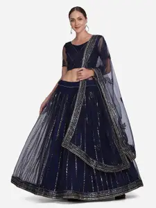 KALINI Embroidered Sequinned Semi-Stitched Lehenga & Unstitched Blouse With Dupatta