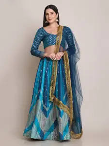 KALINI Woven Design Semi-Stitched Lehenga & Unstitched Blouse With Dupatta