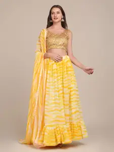 KALINI Embroidered Thread Work Semi-Stitched Lehenga & Unstitched Blouse With Dupatta