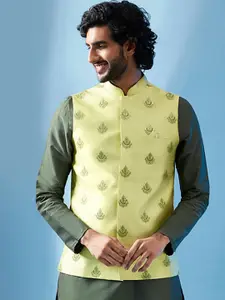 KISAH Woven Design Nehru Jacket