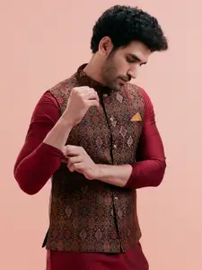 KISAH Jacquard Woven Design Nehru Jacket