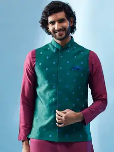 KISAH Floral Embroidered Nehru Jacket