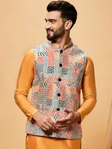 KISAH Woven Design Nehru Jacket