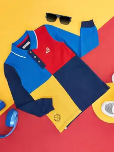 Pantaloons Junior Boys Colourblocked Polo Collar Cotton T-Shirt