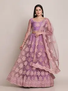 KALINI Embroidered Sequinned Semi-Stitched Lehenga & Unstitched Blouse With Dupatta
