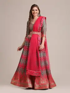 KALINI Semi-Stitched Lehenga & Unstitched Blouse With Dupatta