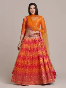 KALINI Woven Design Semi-Stitched Lehenga & Unstitched Blouse With Dupatta