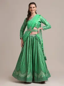 KALINI Ethnic Motifs Woven Design Semi-Stitched Lehenga & Unstitched Blouse With Dupatta