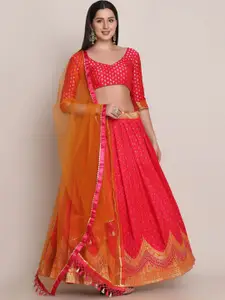 KALINI Semi-Stitched Lehenga & Unstitched Blouse With Dupatta