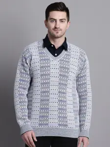 VENITIAN Self Design Chevron Acrylic Pullover Sweater
