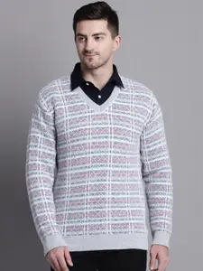 VENITIAN Geometric Self Design Acrylic Pullover Sweater
