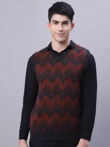 VENITIAN Ethnic Motif Self Design Sweater Vest